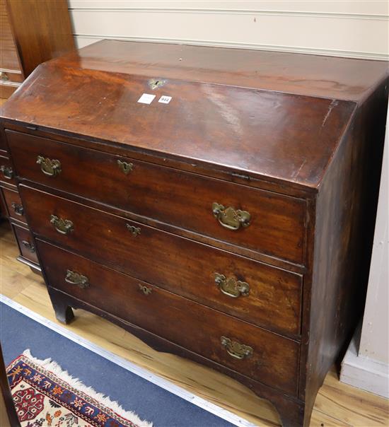 A George III mahogany bureau (altered) W.100cm
